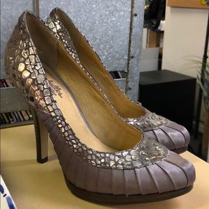 Seychelles satin python/adorned pumps, worn once!